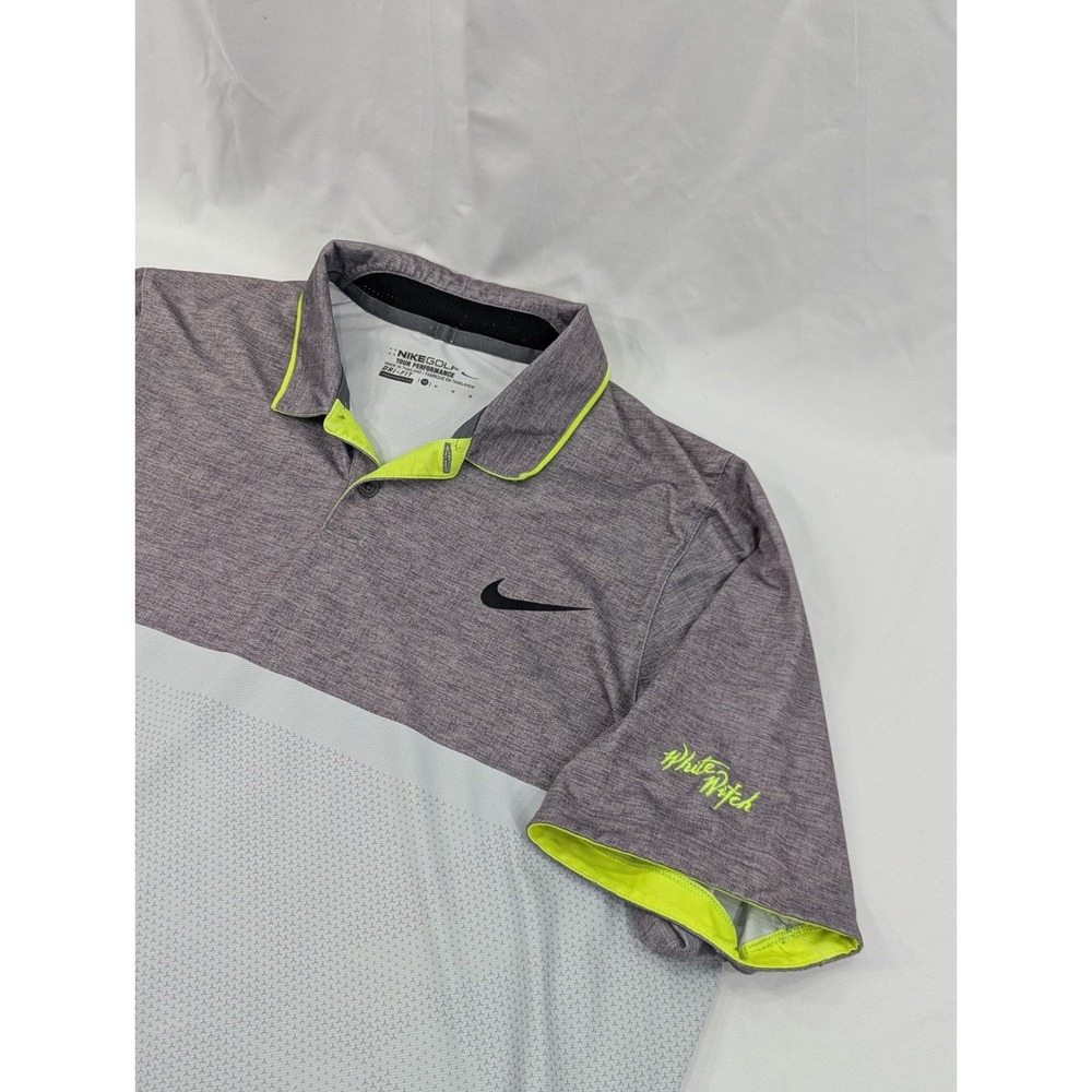 Nike Golf Tour Performance Two Tone Gray Polo Men's Medium White Witch Logo